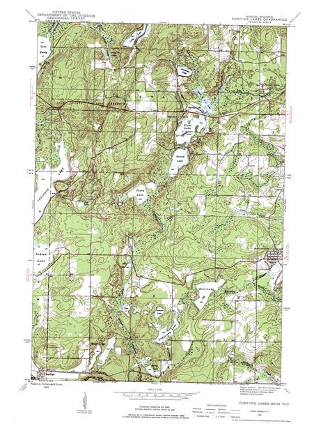 Fortune Lakes Topographic Map 124000 Scale Michigan