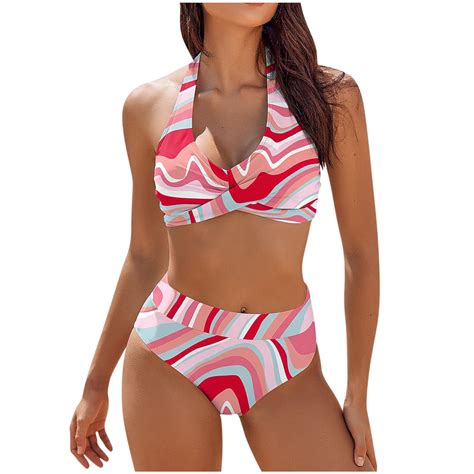 Qcmgmg Womens Bikini Swimsuits Two Piece Halter Summer Bathing Suit