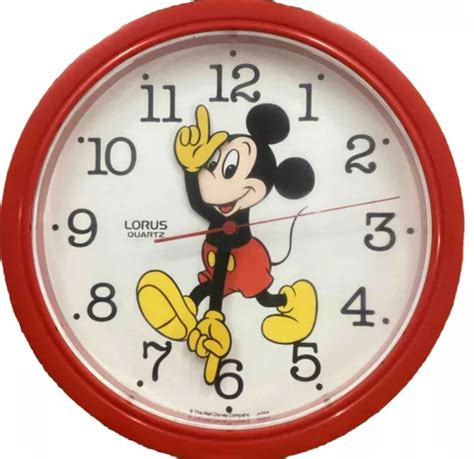 Vintage Disney Mickey Mouse Moving Hands Lorus Quartz Japan Wall Clock