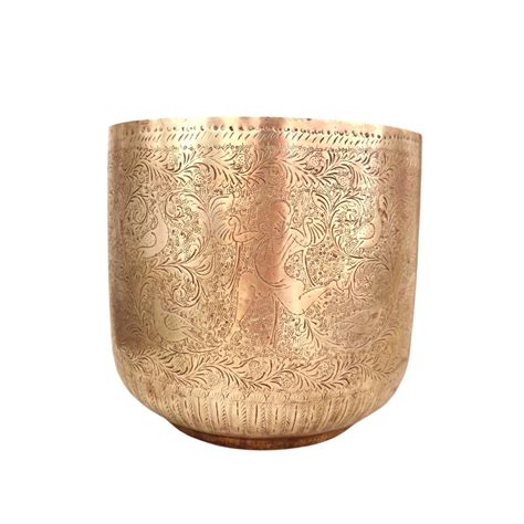 Large Antique Indian Brass Planter Engraved Brass Etsy