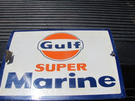 Latest Gulf Super Marine Gas Pump Sign Collectors Weekly