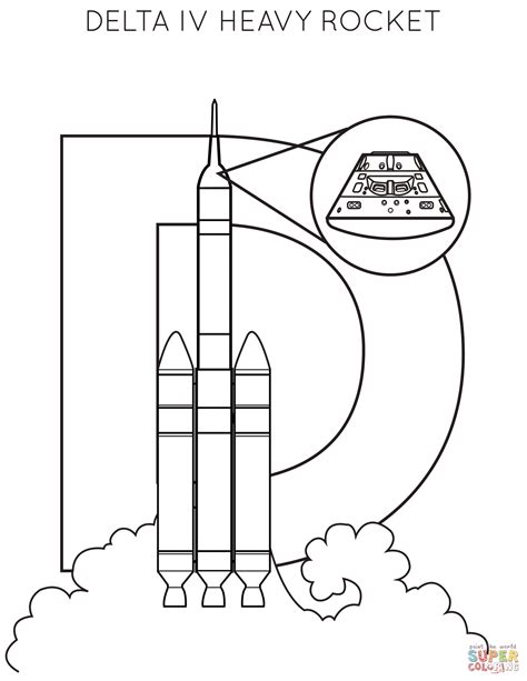 D is for Delta IV Heavy Rocket coloring page | Free Printable Coloring ...