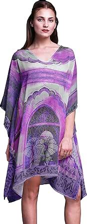 Phagun Blue Elephant Mughal Womens Short Beach Kaftan Beachwear Bikini Coverup Midi Dress At