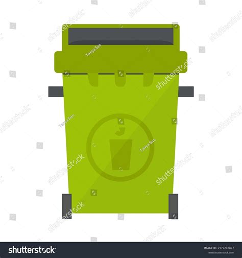 Flat Trash Bin Plastic Garbage Vector Stock Vector Royalty Free