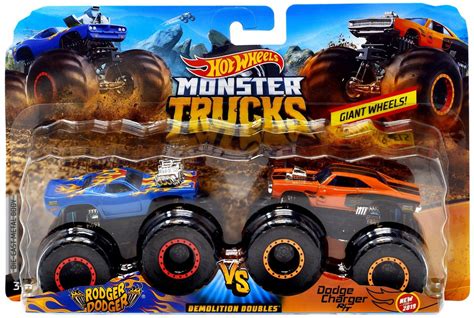 Hot Wheels Monster Trucks Demolition Doubles Rodger Dodger Vs Dodge Charger 164 Diecast Car 2