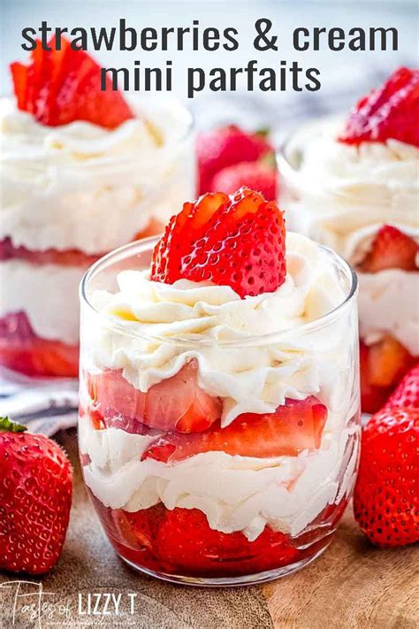 Strawberries Cream Mini Parfaits Parfait Desserts Easy Parfait