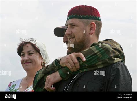 Chechen leader Ramzan Kadyrov, the later president, at the entrance to ...