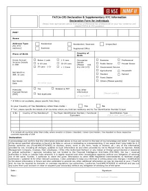 Fillable Online FATCA CRS Declaration Supplementary KYC Ashika