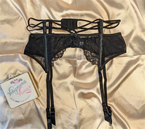 Luxury Lace Garter Suspender Belt And Matching Thong Set Voluptuous Vintage