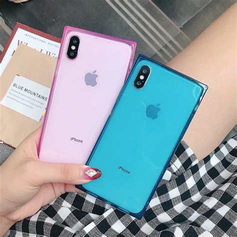 Candy Color Soft Silicone Tpu Square Case For Iphone 8 8plus Ultra Thin