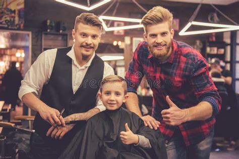 Kid at the barber shop stock image. Image of education - 84379497