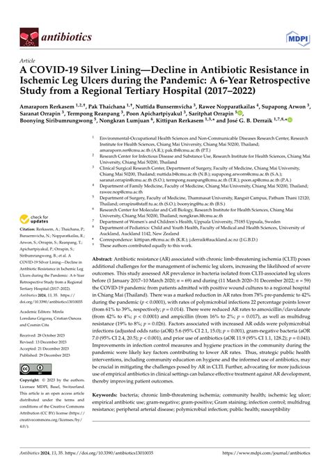 Pdf A Covid Silver Liningdecline In Antibiotic Resistance In