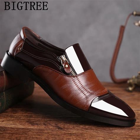 Italian Shoes For Men Brown Patent Leather Slip On Men Dress Shoes