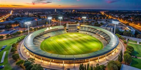 Cricket Stadium Night View Drone Shot View Sunlight View Creative Ai