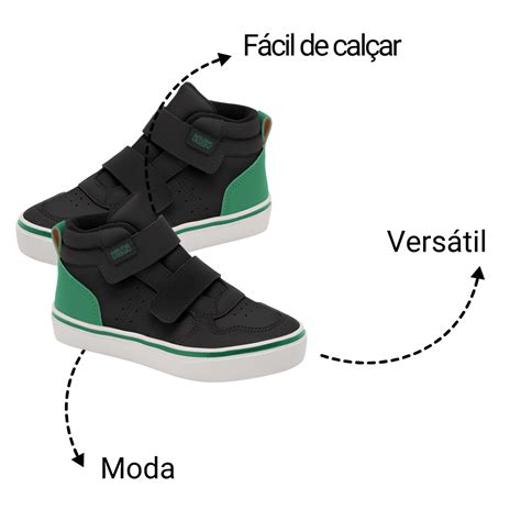 Tênis Infantil Klin Freestyle Mini Cano Médio Preto E Verde Elegante