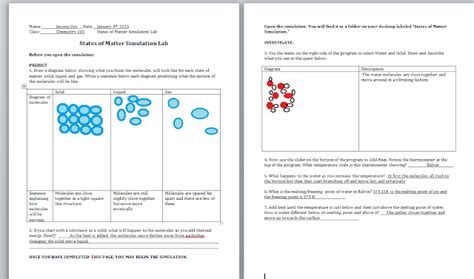 Activity Six States Of Matter And Inter Molecular Forces Activity One