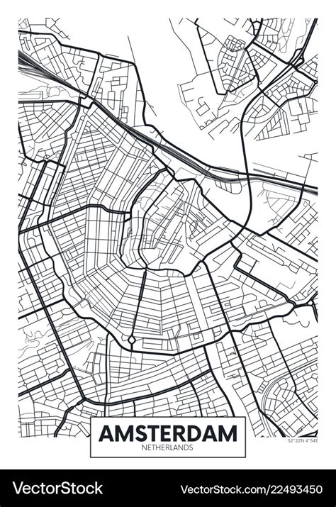 Poster Map City Amsterdam Royalty Free Vector Image