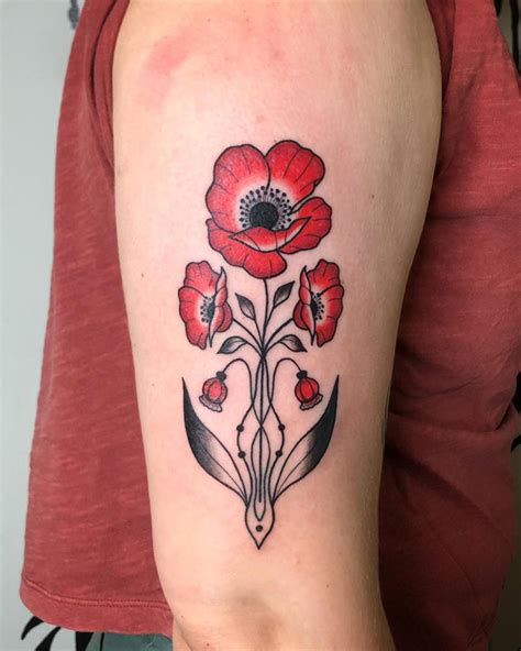 Red Poppy Wrist Tattoo