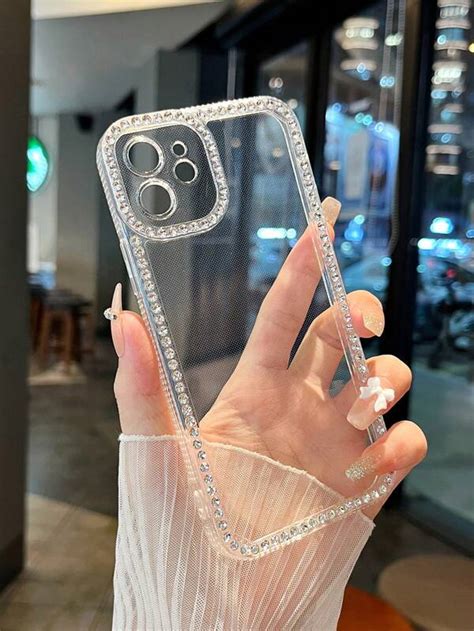 Rhinestone Decor Clear Phone Case Compatible With Iphone1515plus15pro15promax Shein Usa