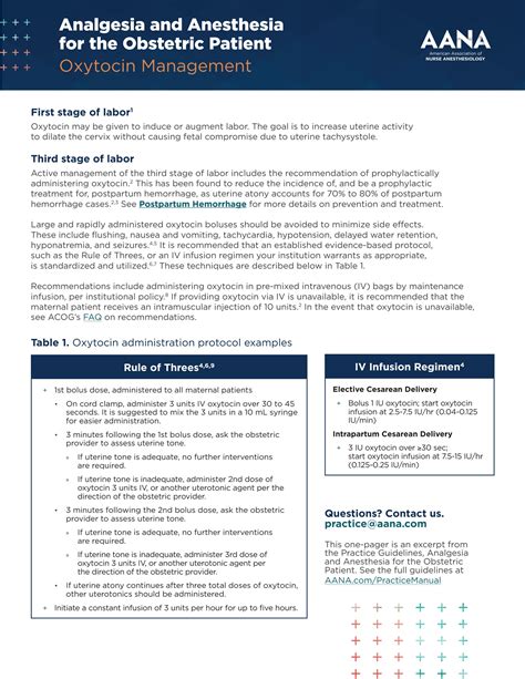 Analgesia And Anesthesia For The Obstetric Patient Oxytocin Management