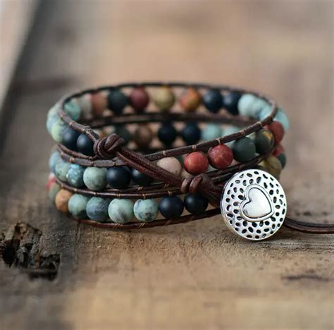 Buy Vintage Leather Bracelets 6mm Matte Stone 3