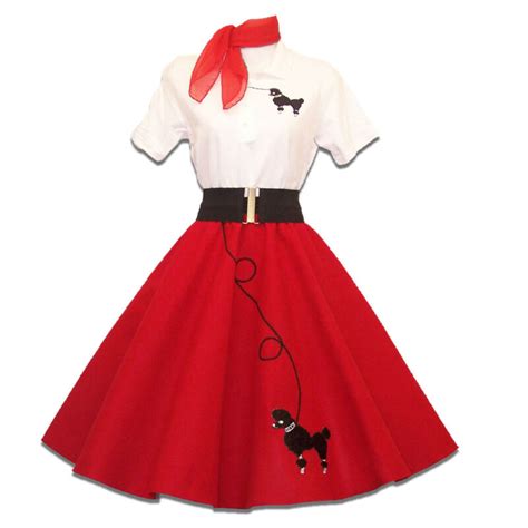 6 Pc Adult 50s Poodle Skirt Outfit Costume Red Ebay