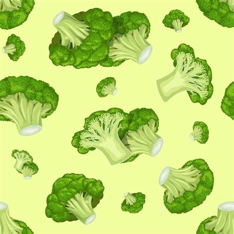 Premium Vector Broccoli Vegetables Seamless Pattern On Light Green