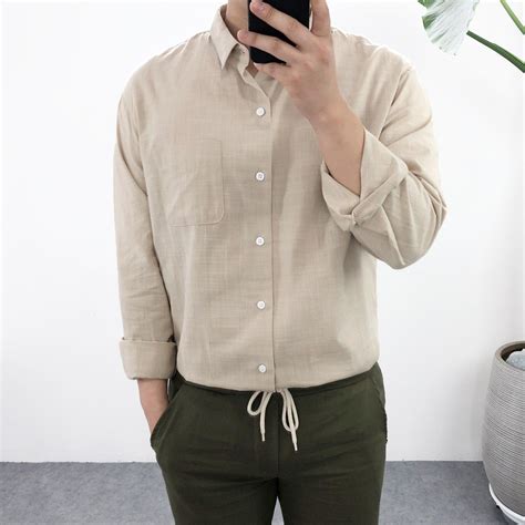 [리뷰] 엠클로 오버핏 네츄럴 베이직 여름 린넨셔츠 Mens Tops Shirts Shirt Dress