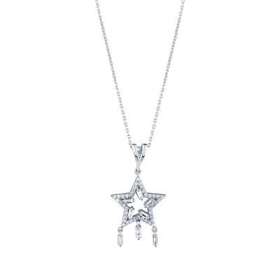 Carat Diamond Star Baguette Necklace Lizay Dn