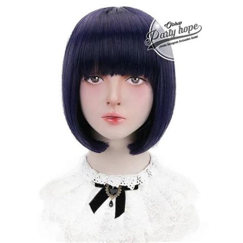 Jual Wig Bob Hitam Wig Lurus Pendek Wig Poni Pendek Rambut Palsu