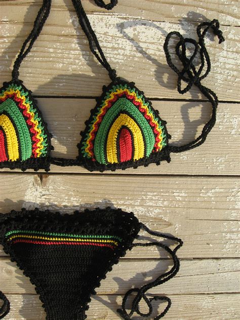 Crochet Bikini Set Rasta Crochet Bikini Tricolor Bikini Etsy