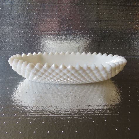 Westmoreland Milk Glass English Hobnail Sawtooth Relish Dish Antique