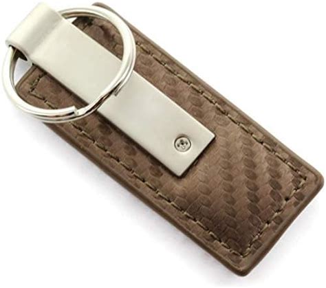 Amazon Au Tomotive Gold Carbon Fiber Rectangular Leather Key Chain