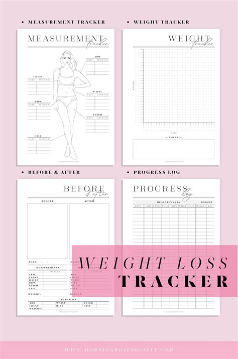 Weight Loss Tracker Printable Planner Inserts Body Measurement Tracker A4 A5 Letter And Half