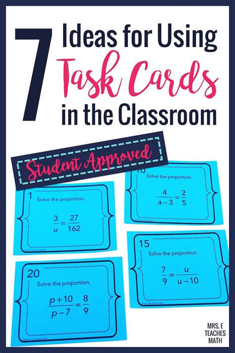 Ideas For Using Task Cards In The Classroom Mrs E Teaches Math