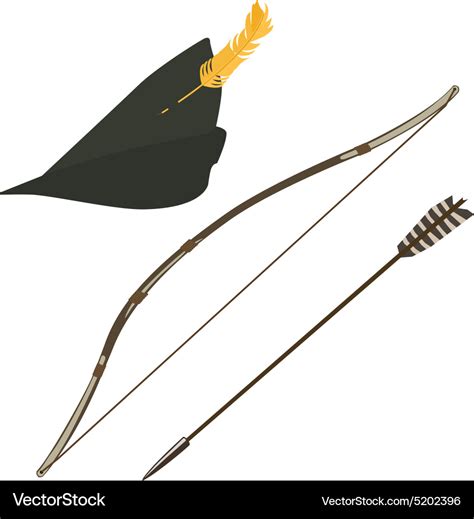 Robin Hood Hat Bow And Arrow Royalty Free Vector Image