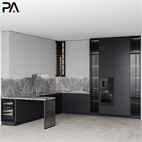 Pa Tempered Glass Vietnam U Shape Cabinet Lacquer Painting Kitchen