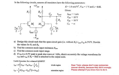 Solved In The Following Circuits Assume All Transistors