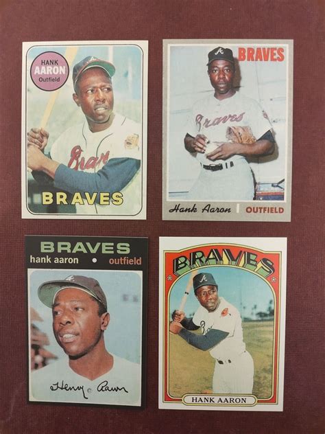 1969 1970 1971 1972 Hank Aaron Baseball Card Lot Novelty Cards Atlanta