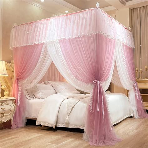 Amazon Mengersi Canopy Bed Curtains With Lights 4 Corner Bed