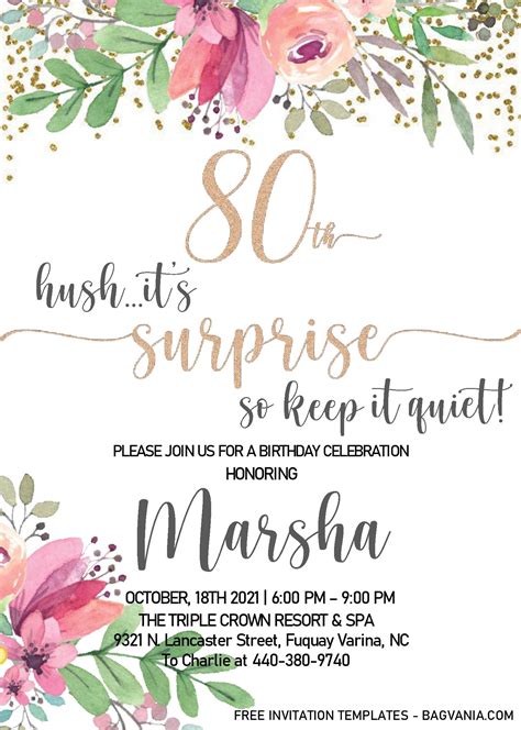 80th Birthday Invitations Templates Web 80th Birthday Party Invitation