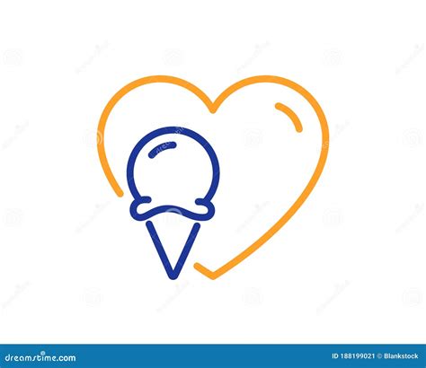 Ice Cream Love Line Icon Vanilla Sundae Cone Sign Vector Stock Vector