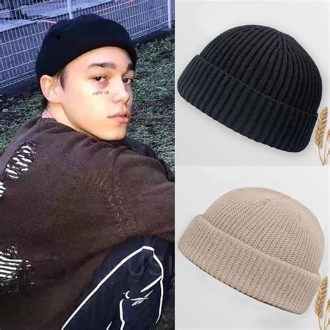 Chap U Brimless De Malha Monocrom Tica Para Homens E Mulheres Gorros