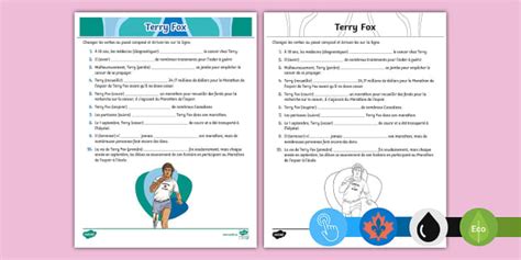 Terry Fox Passé Composé Worksheet French teacher made