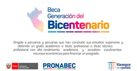 Beca Generaci N Del Bicentenario Convocatoria Pronabec