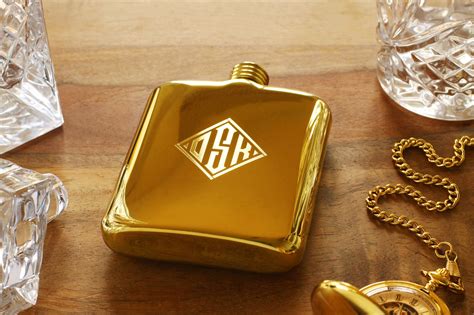 Gold Personalized Flask Engraved Gold Flask Personalized Groomsman