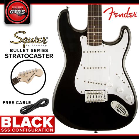 Squier Sss Stratocaster Electric Guitar Black W Fender Play Atelier