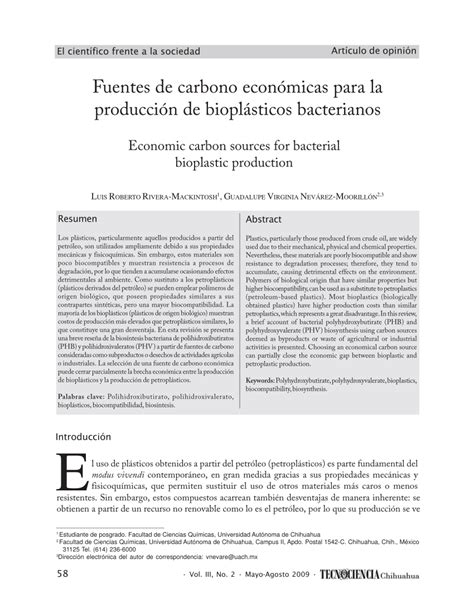 PDF Fuentes de carbono económicas para la producción de bioplásticos