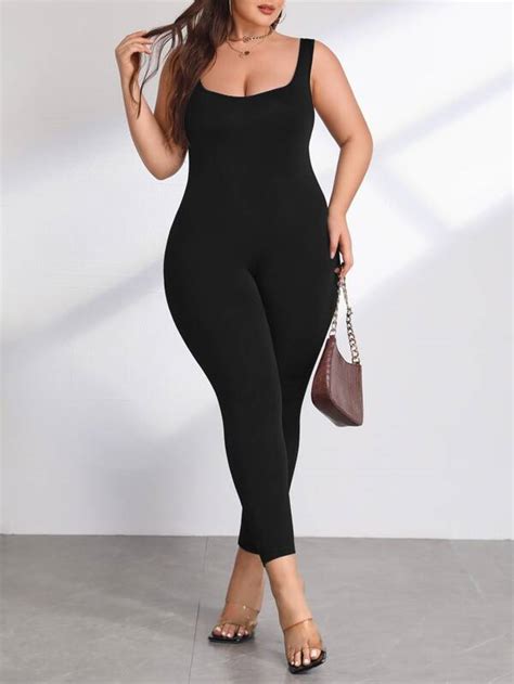 Shein Sxy Plus Solid Cami Unitard Jumpsuit Shein Usa