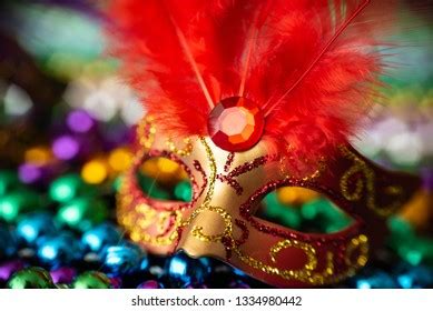 Colorful Mardi Gras Mask Feathers Beads Stock Photo 2496963481 | Shutterstock